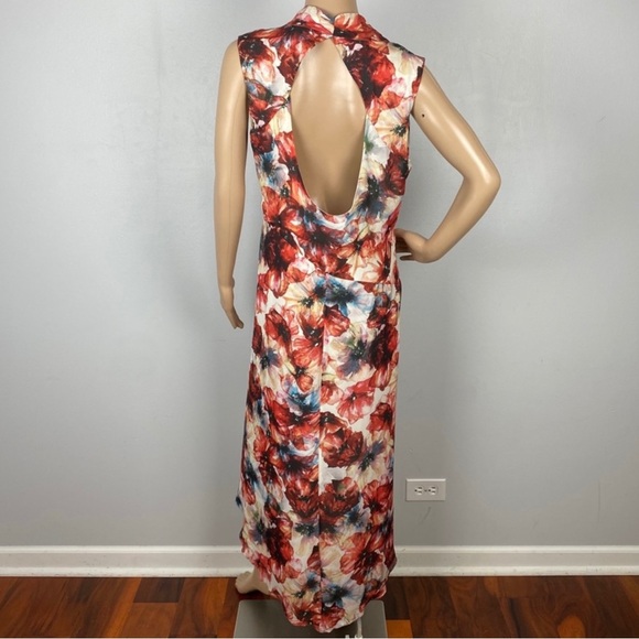 HAUTE HIPPIE FLORAL PRINT HIGH-LOW CHIFFON DRESS - Picture 6 of 7
